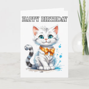 Carte Posant Kitty Cat Joyeux Anniversaire
