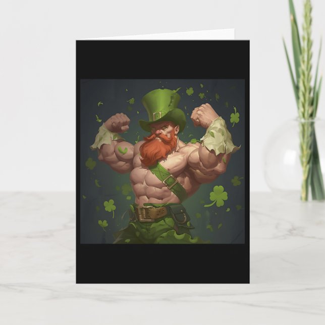 Carte Pose de bodybuilder gnome de la Saint-Patrick Musc (Devant)