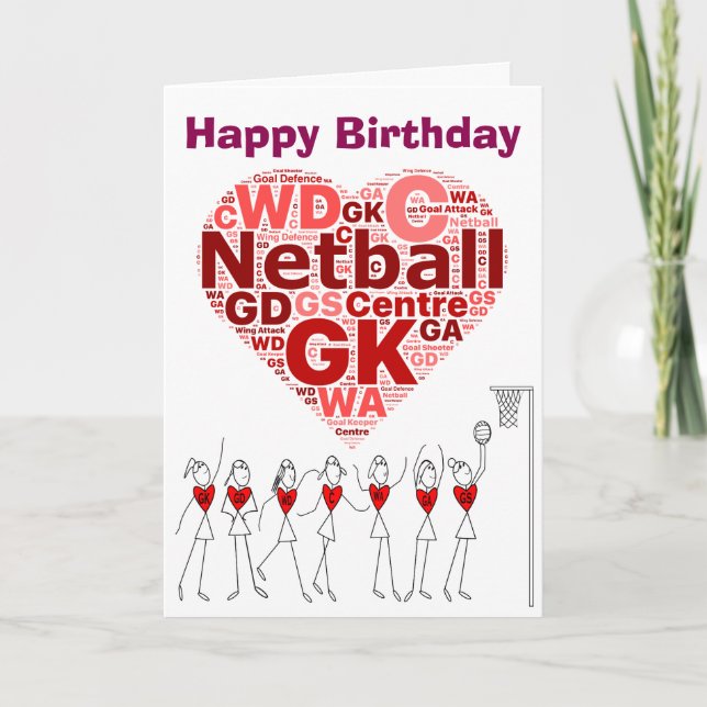 Carte Positions cardiaques de Netball Joyeux anniversair (Devant)