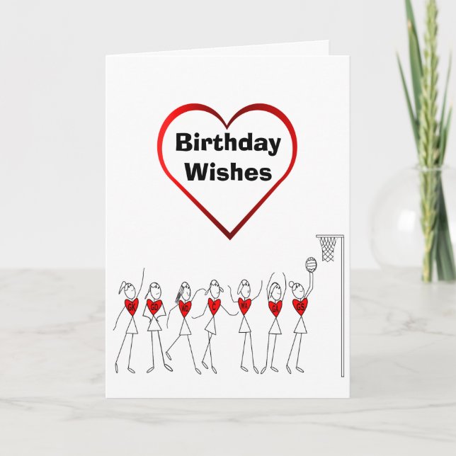 Carte Positions Heart Netball Anniversaire (Devant)