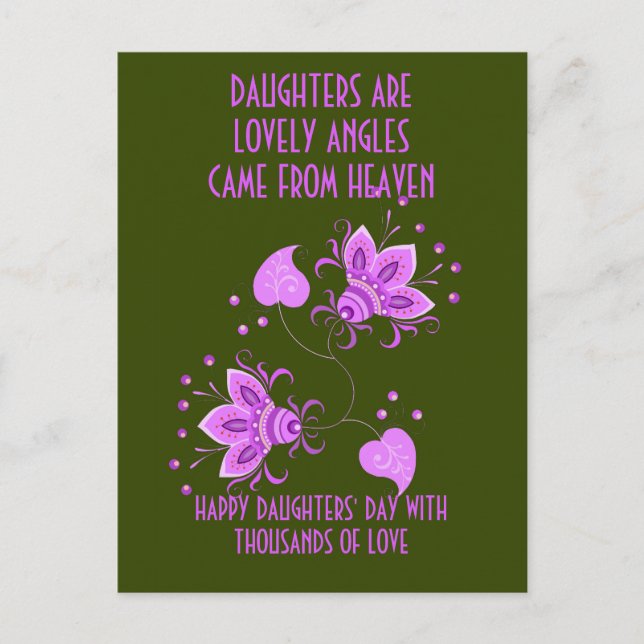CARTE POST POUR LA JOURNÉE DES FILLES (Devant)