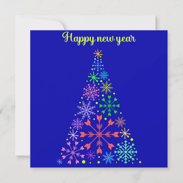 Carte Postal Festiva Snowflakes Christmas Tree Happy new (Devant)