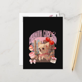 Carte Postale チワワのケーキ屋さん、スイーツ、子犬、リボン、cherry,girly好きのための