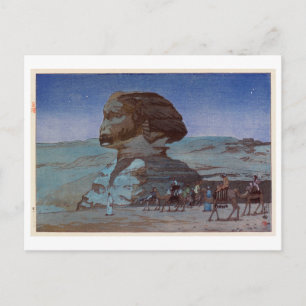 Carte Postale フ, Hiroshi Yoshida, ク'夜, Sphinx (Nuit), Woodcut