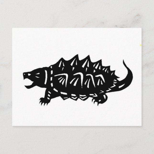 Carte Postale ワ ニ 亀 切 ガ り 絵 tortue serpentin, macroclemis (Devant)