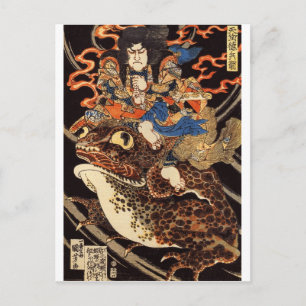 Carte Postale 侍 と 化 蛙, 国 芳 Samurai et Grenouille géante, Kuniyos