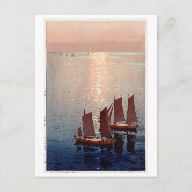 Carte Postale 光 海, Mer scintillante, Hiroshi Yoshida, Découpe (Devant)