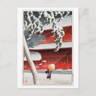 Carte Postale 増 上 寺, 川 瀬 temple 水 Zôjô-ji, Hasui Kawase, Woodcut