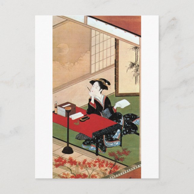Carte Postale 手 紙 を 書 く 女, 春 Femme qui écrit une lettre, Shunsho (Devant)