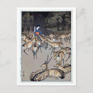 Carte Postale 春 日 大 の 鹿, Deer du Sanctuaire Kasuga, Hiroshi Yosh