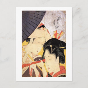 Carte Postale 望 遠 鏡 覗 く 女, Fille  avec télescope, Hokusai, Ukiyo