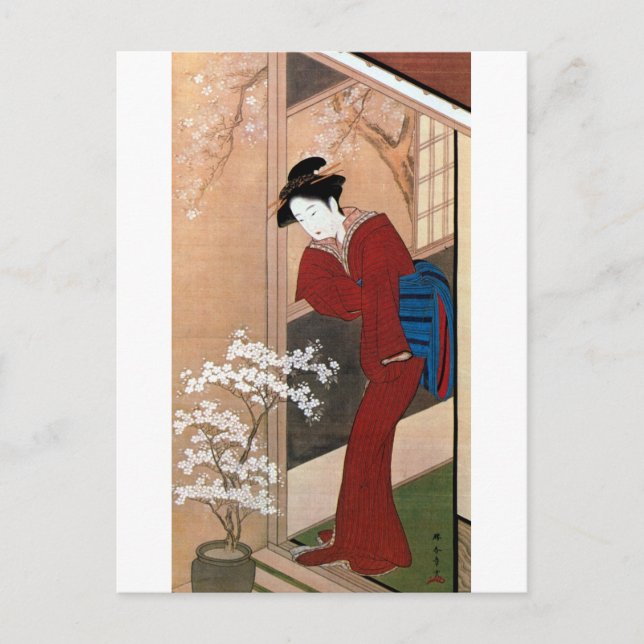 Carte Postale 桜 の 花 女, 章 Fleurs de cerisiers et une femme, Shuns (Devant)