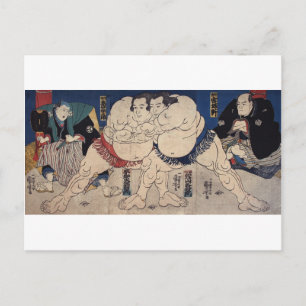 Carte Postale 相 撲, 国 芳 Sumo Wrestling, Kuniyoshi, Ukiyo-e