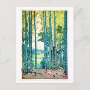 Carte Postale 竹 林, Bambou, Hiroshi Yoshida, Bois