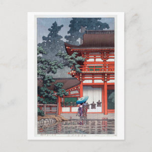 Carte Postale 雨 の 春 大 社, 川 Kasuga Sanctuaire à Nara, Hasui Kawa