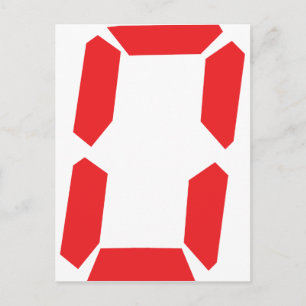 Carte Postale 0 numéro de réveil rouge numérique zéro