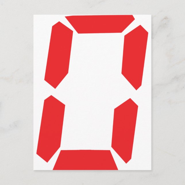Carte Postale 0 numéro de réveil rouge numérique zéro (Devant)