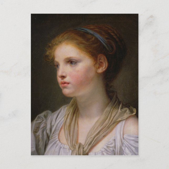 Carte Postale 0irl avec ruban bleu (Devant)