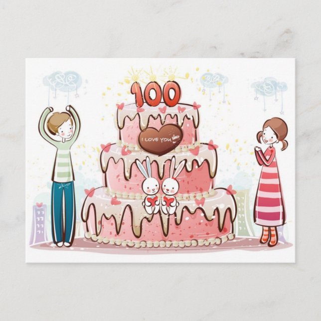 Carte postale - 100 ans d'amour - Valentine Couple (Devant)