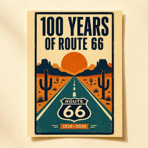 Carte Postale 100 Ans De Route 66 Centenaire Vintage Americana