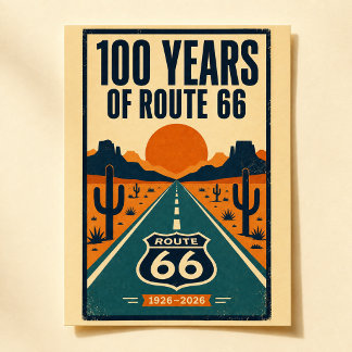 Carte Postale 100 Ans De Route 66 Centenaire Vintage Americana