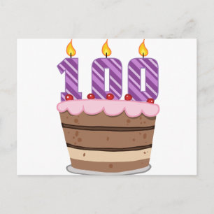 Carte Postale 100 ans sur le gâteau d'anniversaire