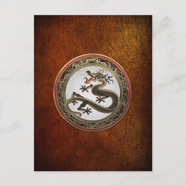 Carte Postale [100] Dragon oriental sacré noir et or (Devant)