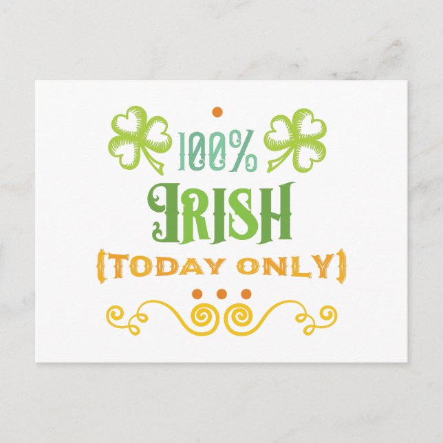 Carte Postale 100% Irish Today Word Art (Devant)