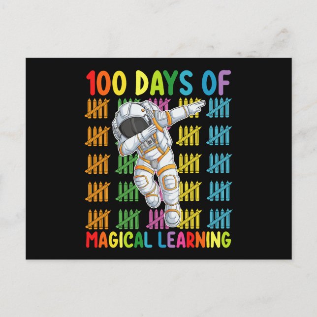 Carte Postale 100 Jours D'Apprentissage Magique École D'Astronau (Devant)