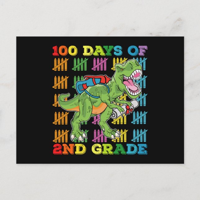 Carte Postale 100 Jours De 2E Année T Rex Dinosaur School (Devant)