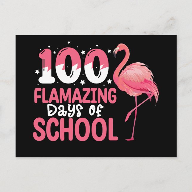 Carte Postale 100 Jours de flamazing de Flamant rose scolaire En (Devant)