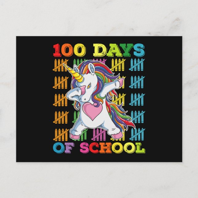 Carte Postale 100 Jours De L'École Unicorn Enseignant (Devant)