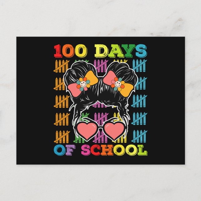Carte Postale 100 Jours D'École Messy Bun Enseignant (Devant)
