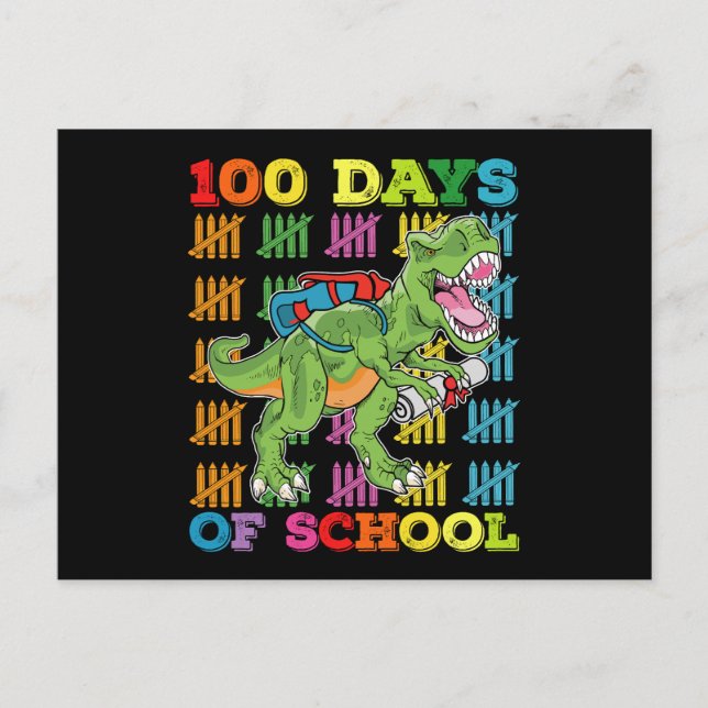 Carte Postale 100 Jours D'École T Rex Dinosaur Enseignant Étudia (Devant)