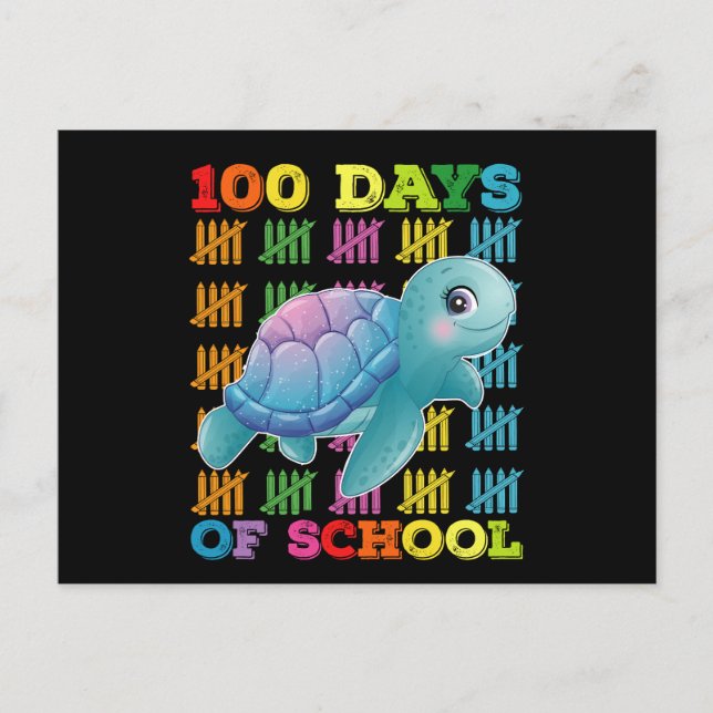 Carte Postale 100 Jours D'Enseignant De Tortue (Devant)