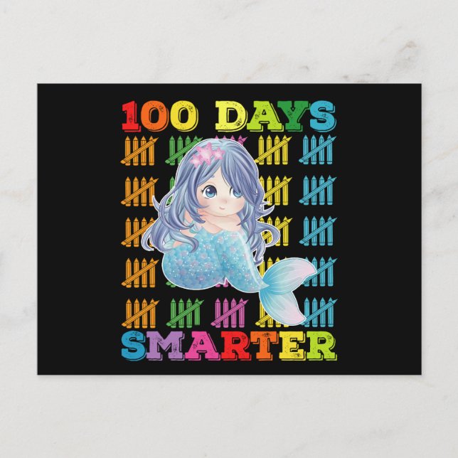 Carte Postale 100 Jours Mermaid Smarter 100ème Jour De L'École (Devant)
