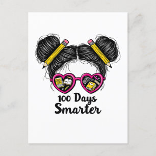 Carte Postale 100 Jours Smarter 100 jours de l'école Messy Bun