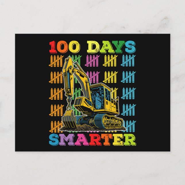 Carte Postale 100 Jours Smarter Excavator 100e Jour De L'École (Devant)