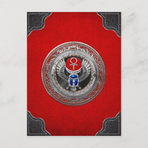 Carte Postale [100] Scarab à ailes en argent sacré égyptien et A