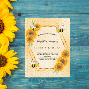 Carte Postale 100e anniversaire jaune tournesol rustique invitat
