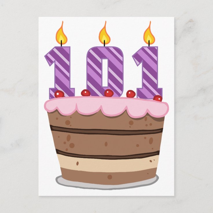 Carte Postale 101 Ans Sur Le Gateau D Anniversaire Zazzle Fr