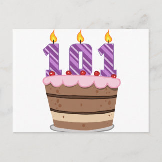 Carte Postale 101 ans sur le gâteau d'anniversaire