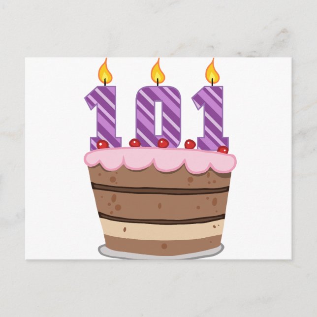 Carte Postale 101 ans sur le gâteau d'anniversaire (Devant)