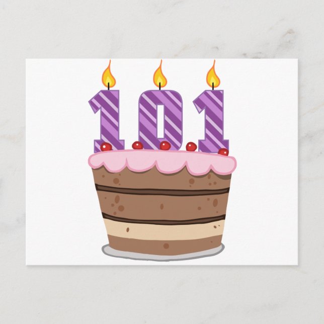 Carte Postale 101 ans sur le gâteau d'anniversaire (Devant)