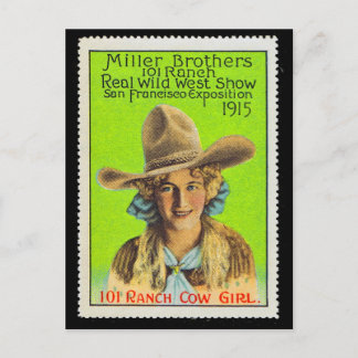 Carte Postale 101 Cowgirl Poster Timbre #2, Panama Pacifique 