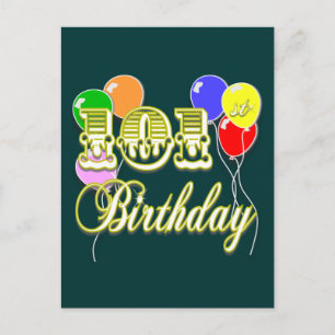 Carte Postale 101e anniversaire avec ballons