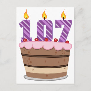 Carte Postale 107 ans sur le gâteau d'anniversaire
