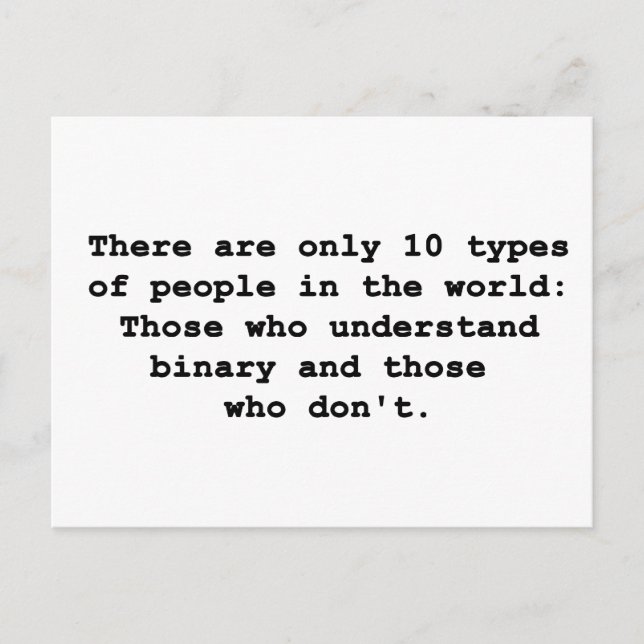 Carte Postale 10 Types de personnes (Devant)