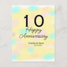 10 wedding anniversary yellow pastel name retro bo