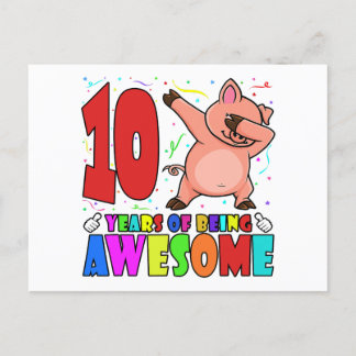 Carte Postale 10e anniversaire de fête Dabbing Pig - 10 ans Gir
